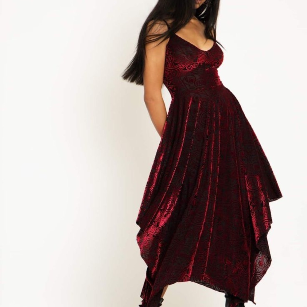 Blackmilk Burned Velvet Hex Blood Handkerchief Dress M